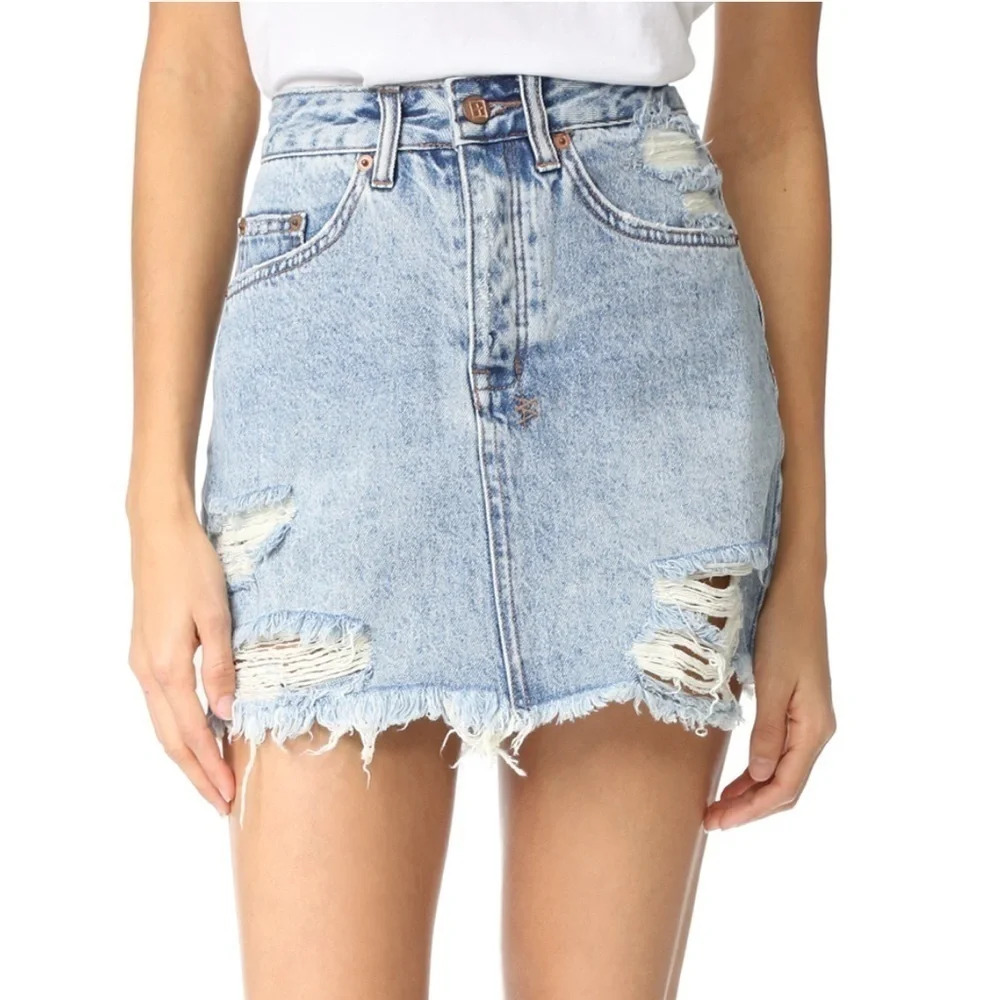 Ksubi Mini Moss Distressed Denim Skirt - Picture 2 of 13